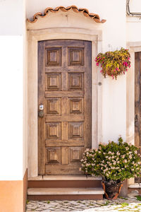 Closed door of building