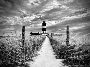 Black and white path to the lighthouse 