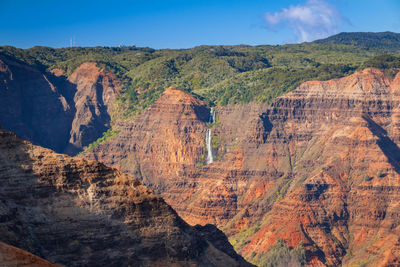 Scenic view of waimea canyon, kauai, hawaii, usa seen from waimea canyon lookout against sky