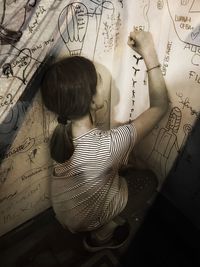 High angle view of woman