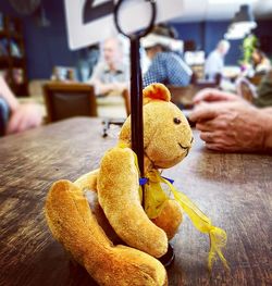 Close-up of hand holding stuffed toy