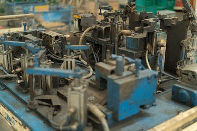 Close-up of machine part in factory