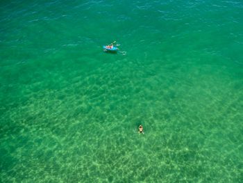 High angle view of boat in sea