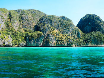 Scenic view of sea against clear sky