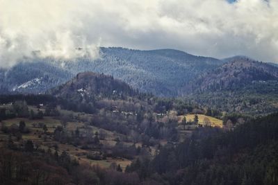 Scenic view of mountains against sky