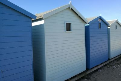 View of beach hut against closed door