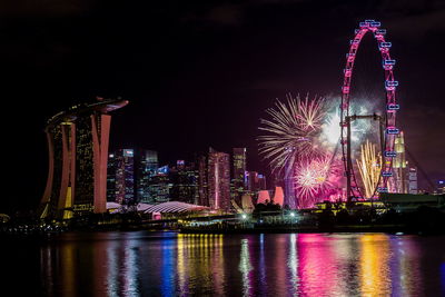 City lit up at night