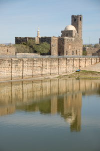 Reflection of building on lake