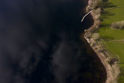 High angle view of land against sky