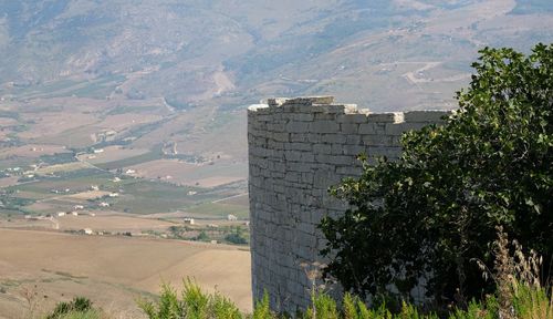 High angle view of buildings against sky