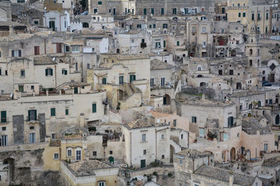 High angle view of residential buildings. matera