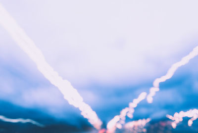 Close-up of vapor trail in sky