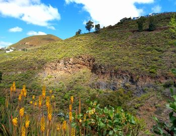 Scenic view of mountains against sky