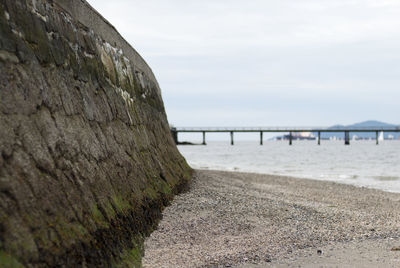 Close-up of beach against sky