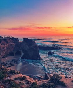 Scenic view of sea during sunset