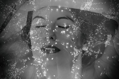 Close-up portrait of woman underwater