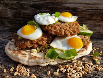 Close-up of food on table