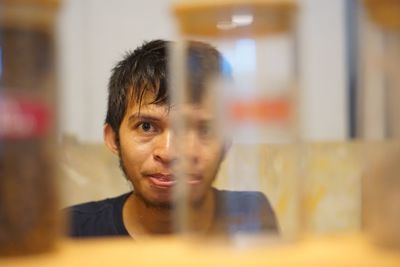 Portrait of young man looking away