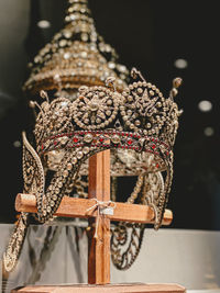 Close-up of christmas decoration on table