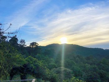 Scenic view of mountains against sky during sunset