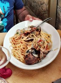 High angle view of meal served in plate