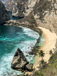 Scenic view of rock formation in sea