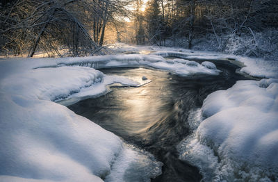 Close-up of frozen water in winter