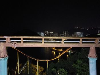 Bridge over river at night