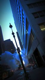 Low angle view of building against blue sky