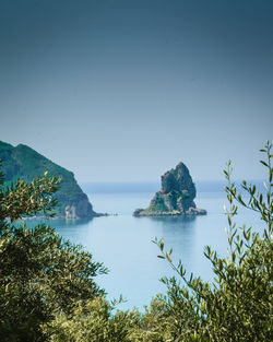 Scenic view of sea against clear sky