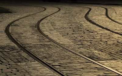 Tramway tracks in old town