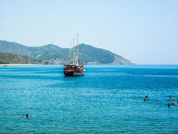 Boat sailing in sea