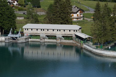 Houses by lake