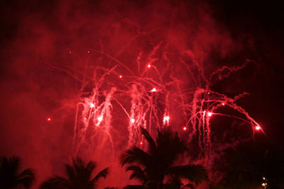 Firework display at night
