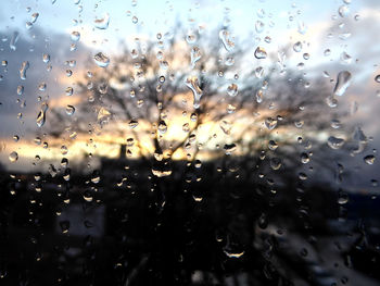 Full frame shot of wet glass window