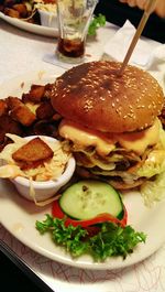 Close-up of food served in plate