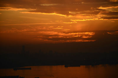 Scenic view of sea at sunset