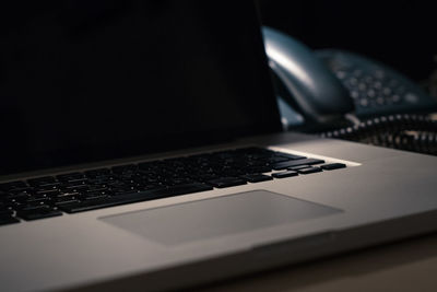 Close-up of laptop keyboard