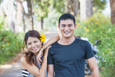 Modern day vietnamese couple in rural vietnam