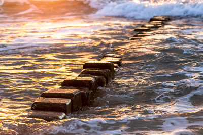 Scenic view of beach during sunset