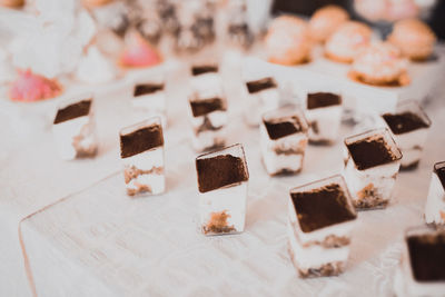 High angle view of food on table