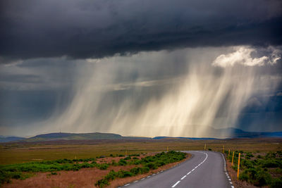 Rain seem in the distance across landscape