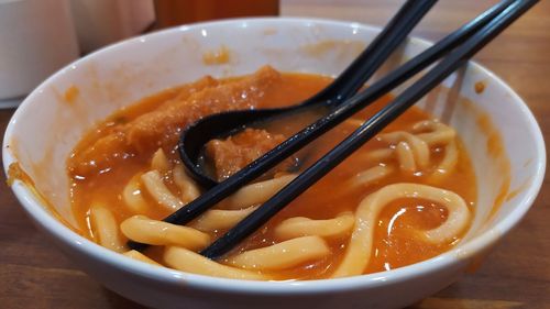 Close-up of soup in bowl