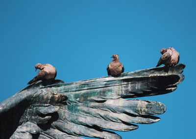 Low angle view of bird sculpture