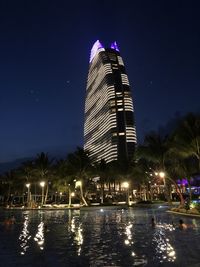 Illuminated buildings at night