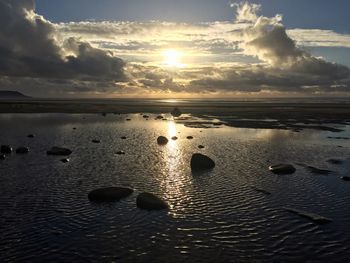 Scenic view of sea against sky at sunset