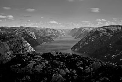 Scenic view of mountains against sky