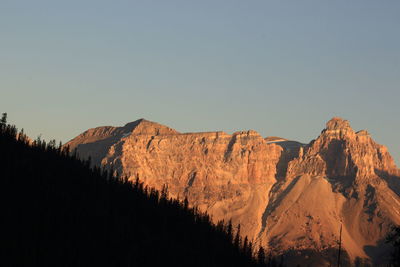 Panoramic view of mountains against clear sky