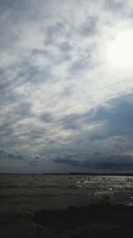 Scenic view of sea against cloudy sky