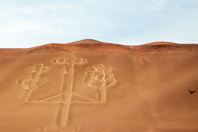 Sand dune in desert against sky